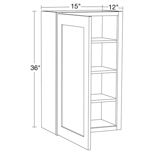 Lexington Gray Shaker Wall 15"x36" with Glass Doors