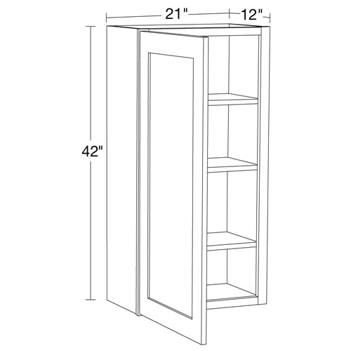 Lexington Gray Shaker Wall 21"x42" with Glass Doors