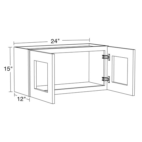 Lexington Gray Shaker Wall 24"x15" with Glass Doors