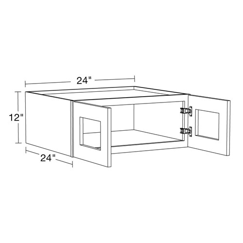 Lexington Gray Shaker Wall 24"x12" with Glass Doors