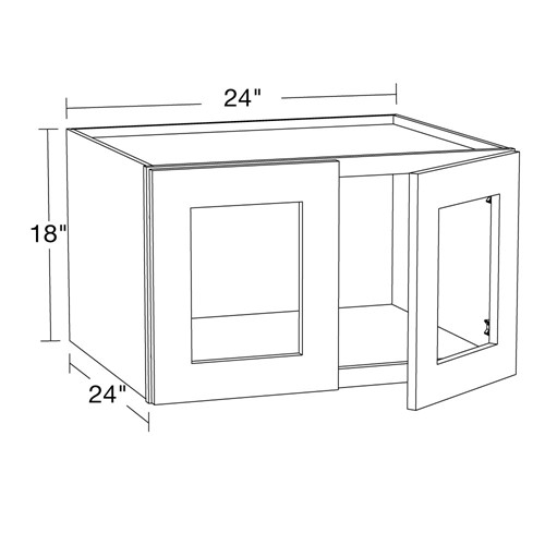 Lexington Gray Shaker Wall 24"x18" with Glass Doors