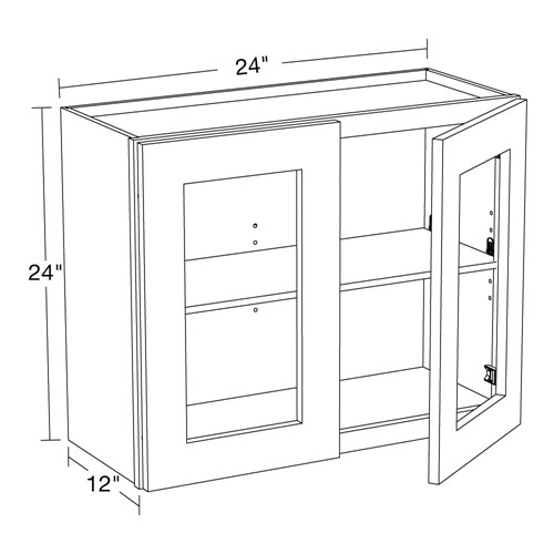 Lexington Gray Shaker Wall 24"x24" with Glass Doors