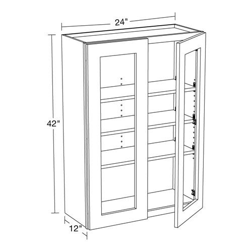 Lexington Gray Shaker Wall 24"x42" with Glass Doors