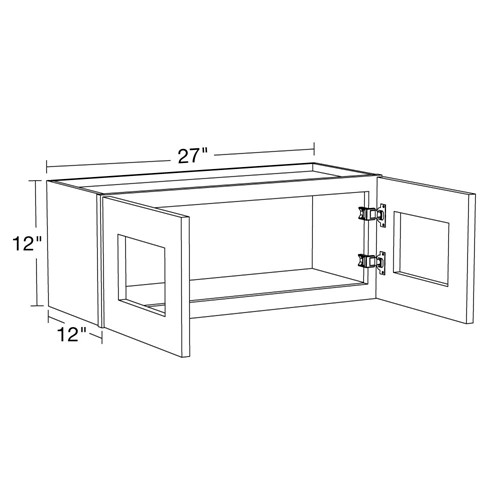 Lexington Gray Shaker Wall 27"x12" with Glass Doors