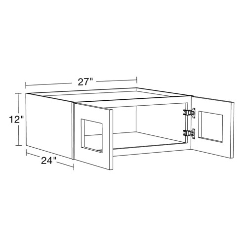 Lexington Gray Shaker Wall 27wx24dx12h with Glass Doors