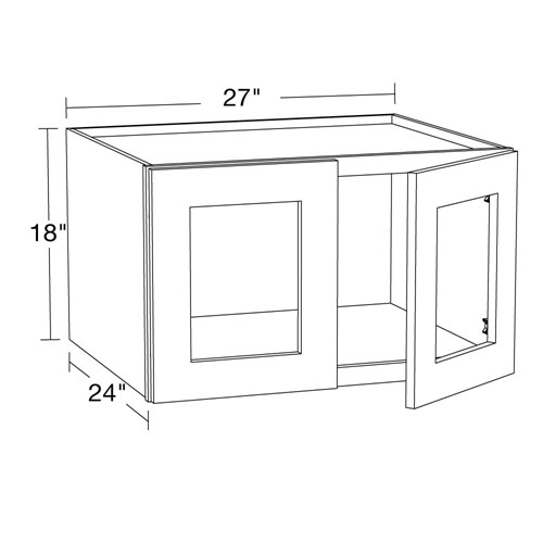 Lexington Gray Shaker Wall 27wx24dx18h with Glass Doors