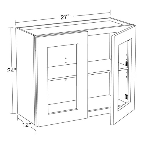 Lexington Gray Shaker Wall 27"x24" with Glass Doors