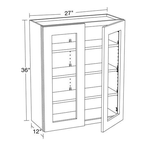 Lexington Gray Shaker Wall 27"x36" with Glass Doors