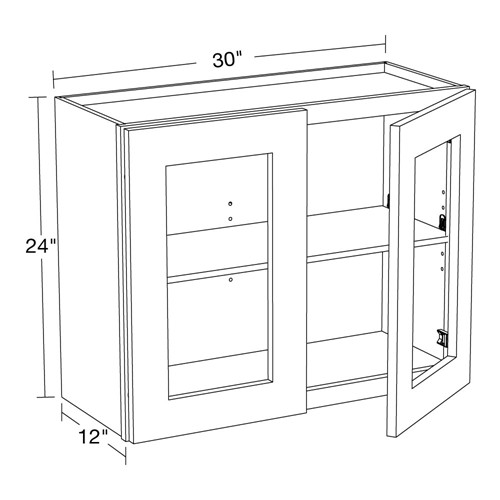 Lexington Gray Shaker Wall 30"x24" with Glass Doors