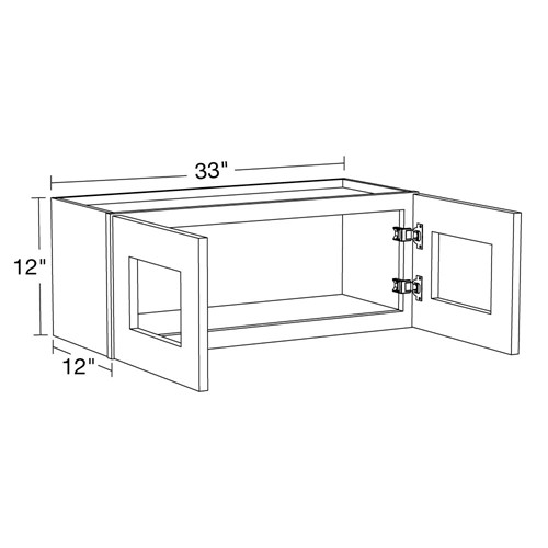 Lexington Gray Shaker Wall 33"x12" with Glass Doors