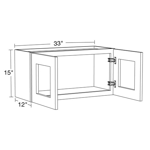 Lexington Gray Shaker Wall 33"x15" with Glass Doors