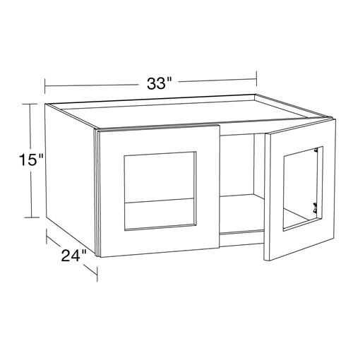 Lexington Gray Shaker Wall 33wx24dx15h with Glass Doors