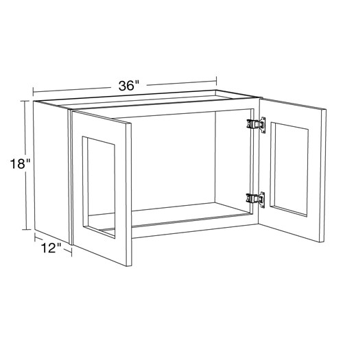 Lexington Gray Shaker Wall 36"x18" with Glass Doors