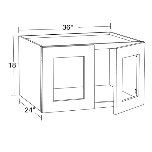 Lexington Gray Shaker Wall 36"x18"x24"D with Glass Doors