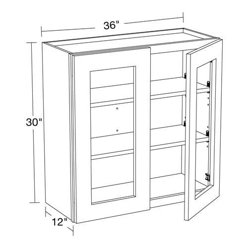 Lexington Gray Shaker Wall 36"x30" with Glass Doors