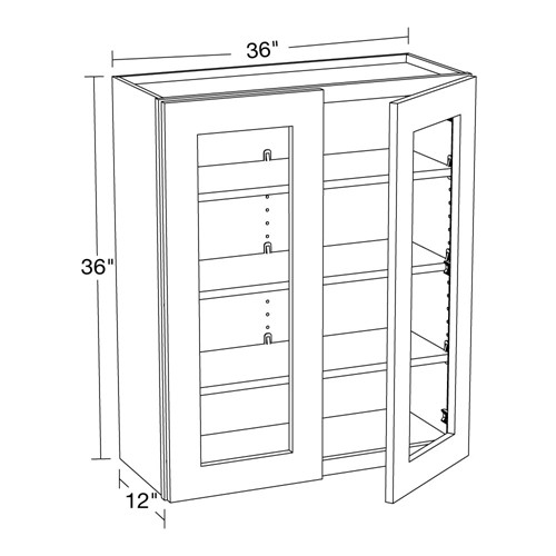 Lexington Gray Shaker Wall 36"x36" with Glass Doors