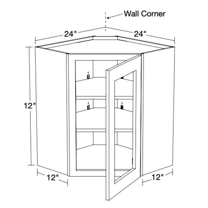 Lexington Gray Shaker Wall Angle 24"x30" with Glass Doors