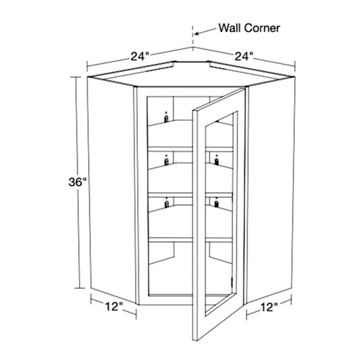 Lexington Gray Shaker Wall Angle 24"x36" with Glass Doors