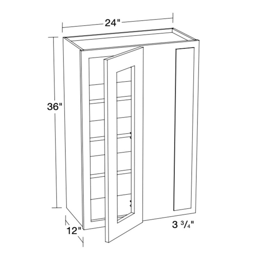 Lexington Gray Shaker 27"x36" Universal Blind Corner Wall Cabinet with Glass Doors
