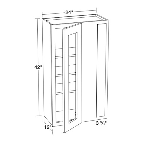 Lexington Gray Shaker 27"x42" Universal Blind Corner Wall Cabinet with Glass Doors