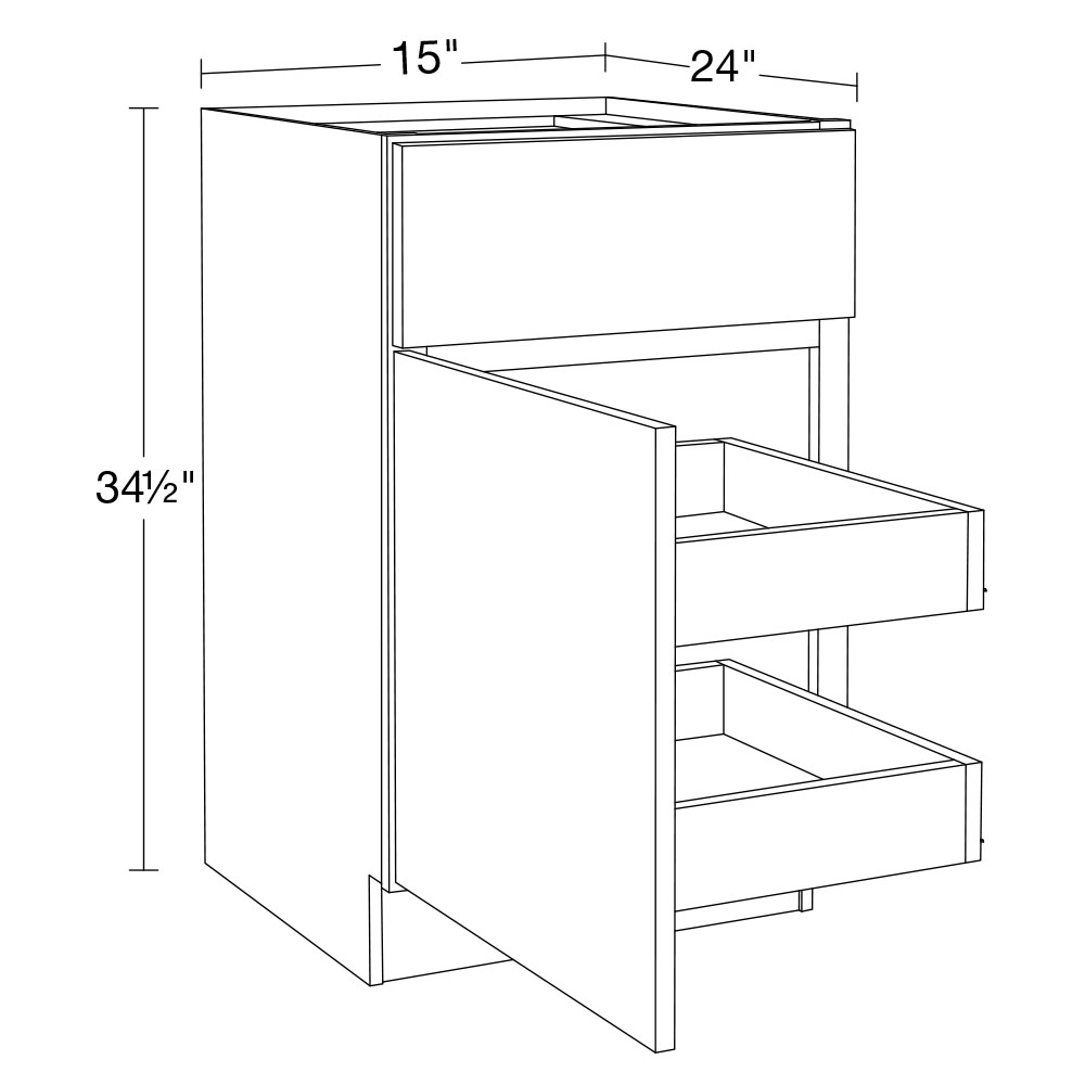 Strata  White Flat Panel Base 15" 2 Rollout Tray