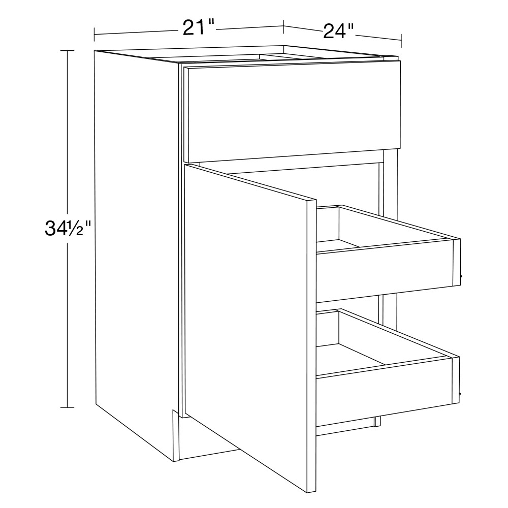 Strata  White Flat Panel Base 21" 2 Rollout Tray