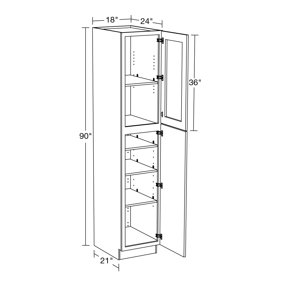 Lexington Gray Shaker Utility 18"x24"x90" 4 Wire Shelf with Glass Doors