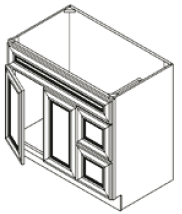 Caramel Shaker Vanity 36" x 21"D x 34 1/2"H Doors On The Left