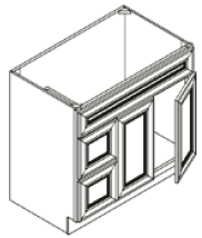 Caramel Shaker Vanity 36" x 21"D x 34 1/2"H Doors On The Right