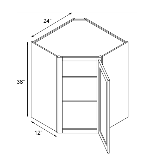 Slim Walnut Shaker Corner Wall Cabinet - 24" W x 36" H