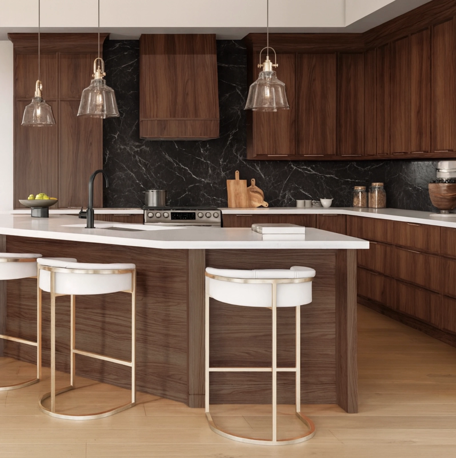 Slim Walnut Shaker Kitchen Cabinets