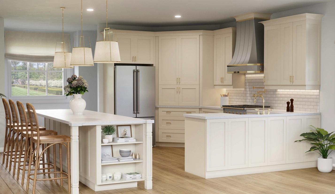 Coastal Sand Shaker Frameless Kitchen Cabinets