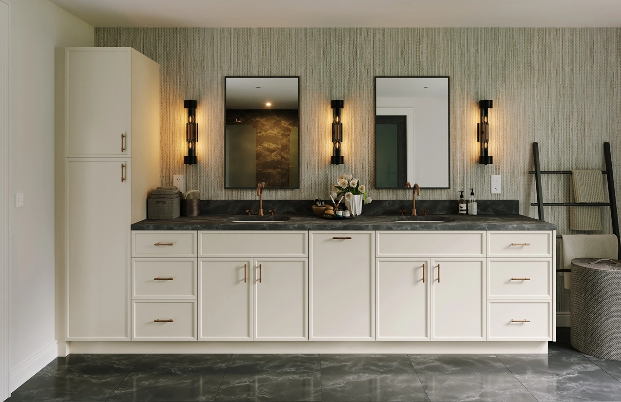 Coastal Sand Slim Shaker Frameless Bathroom Vanities