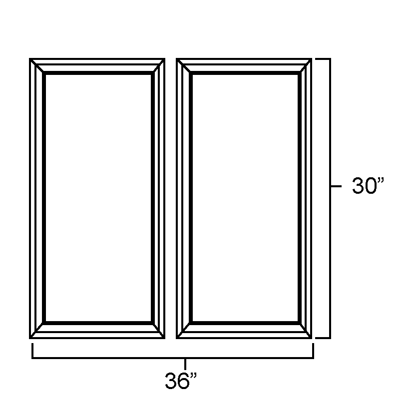 Dark Hickory Set of Plain Glass Doors for W3630