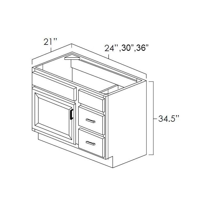 Dark Hickory 24" Vanity w/ Right Drawers
