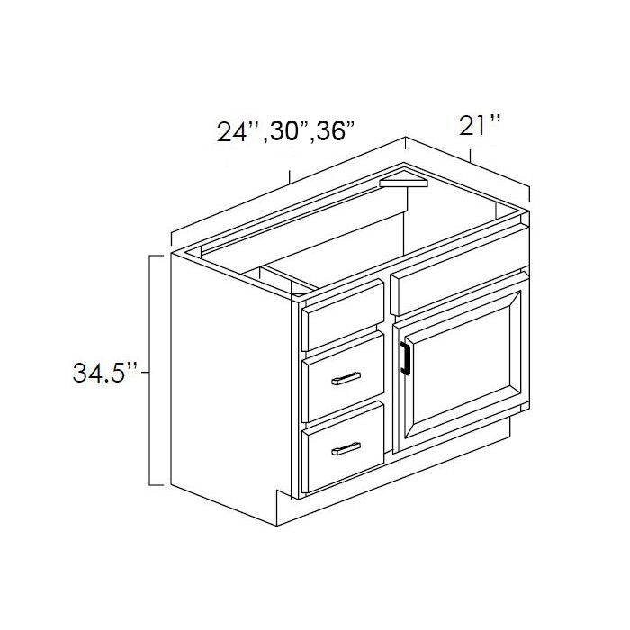 Dark Hickory 30" Vanity w/ Left Drawers