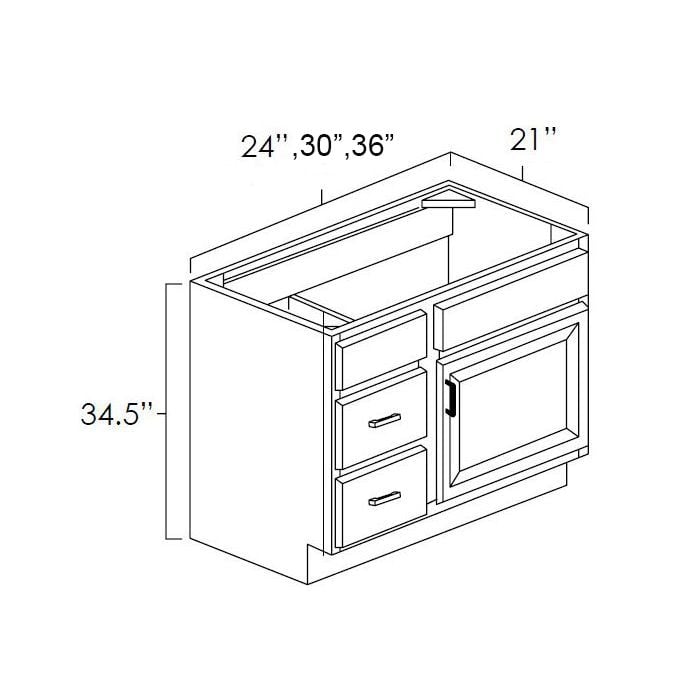 Dark Hickory 24" Vanity w/ Left Drawers