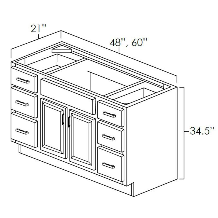 Dark Hickory 60" Vanity w/ Drawers