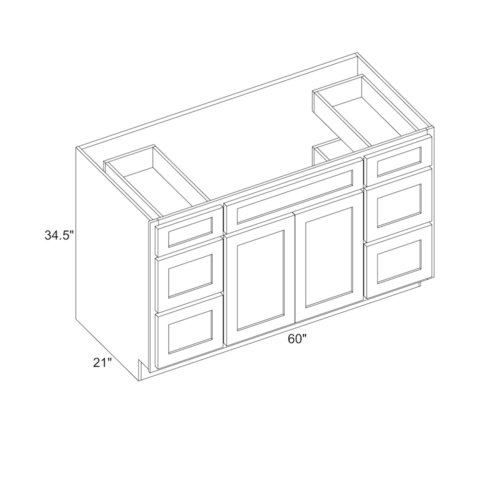 Single Bowl Vanity Sink Base - 60"W