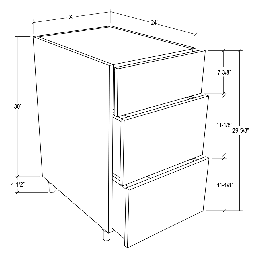 Gray Garage Base Drawer Cabinet - 24" W - MV-DB30-3