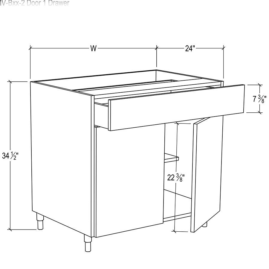 Gray Garage Double Door Base Cabinet - 24" W