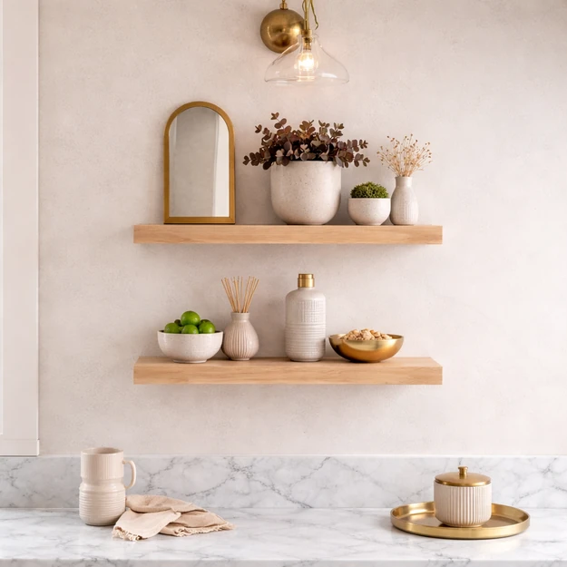 Florence Midnight Blue Wood Floating Shelf - 24" W x 12" D 