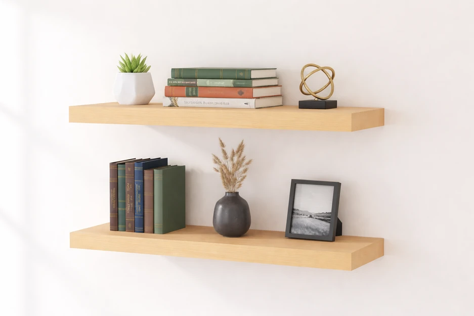 Florence Midnight Blue Wood Floating Shelf - 24" W x 12" D 