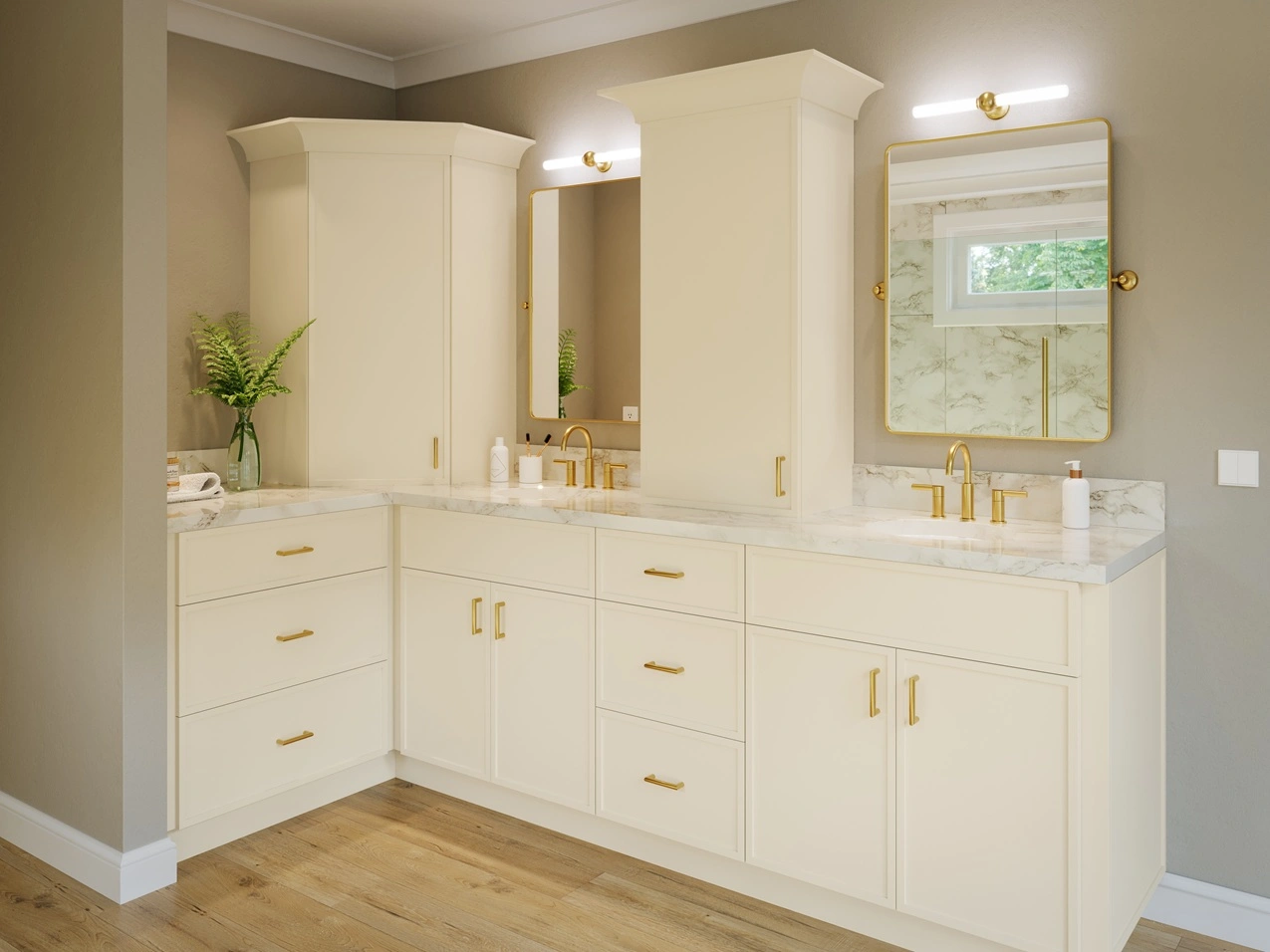Coastal Sand Slim Shaker Frameless Bathroom Vanities