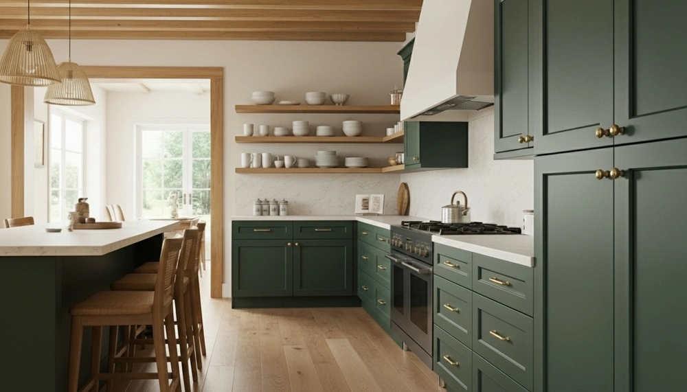 Steel Green Shaker Kitchen Cabinets