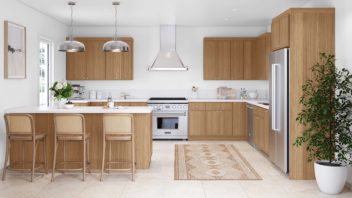 Slim White Oak Kitchen Cabinets