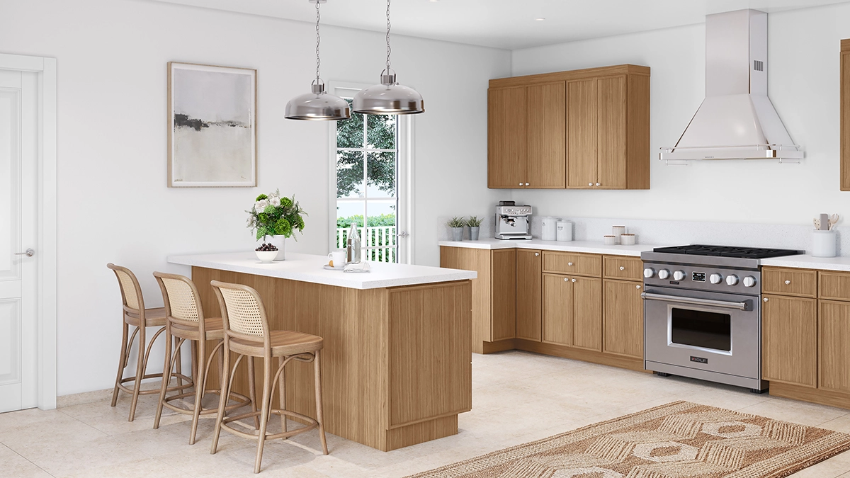 Slim White Oak Kitchen Cabinets