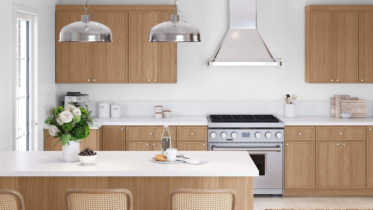 Slim White Oak Kitchen Cabinets