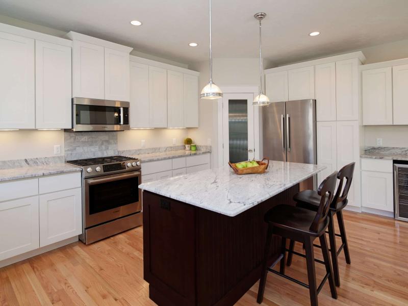 Easton White Slab Kitchen Cabinets