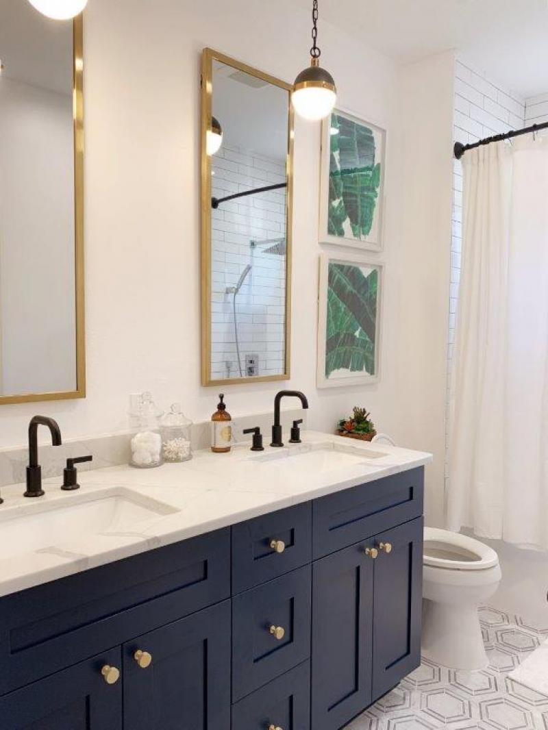 Navy Blue Shaker Frameless Bathroom Vanities